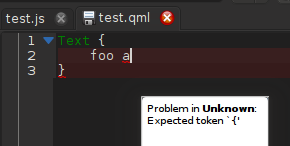 Inline Syntax Errors for QML in KDevelop